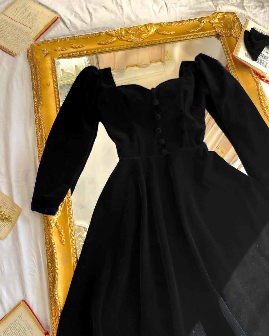 VELVET BUTTON FROCK